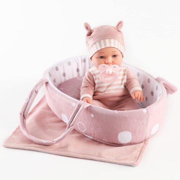 12 Inch Baby Doll Toy Set with Carrier Bassinet Pacifier Blanket Pillow Toddles - Picture 4 of 7